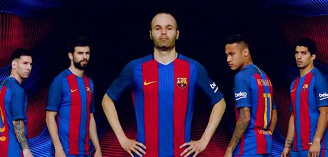 Barca trình làng mẫu áo đấu sân nhà mùa 2016/17