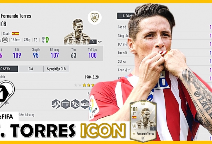 VIDEO: Sức mạnh 'hủy diệt' của Fernando Torres ICON trong FIFA Online 4