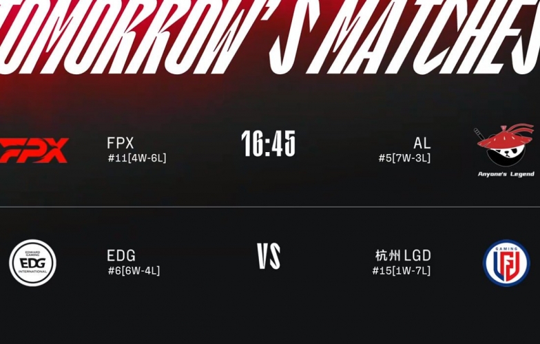 Lịch thi đấu LPL mùa Hè ngày 21/7: FPX - AL, EDG - LGD