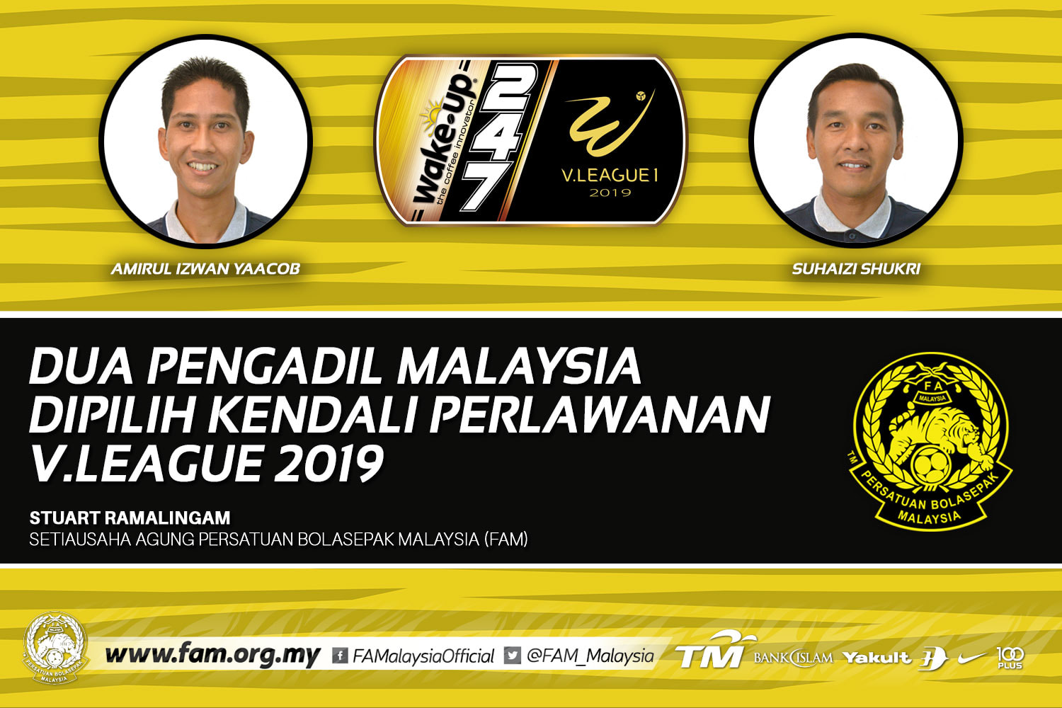 V-League 2019, trọng tài ngoại, FAM, VFF, trọng tài ngoại, Amirul Izwan Yaacob, Suhaizi Shukri