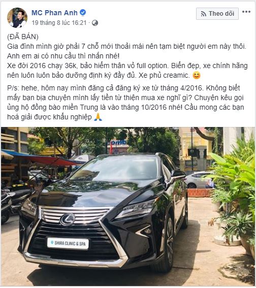 MC Phan Anh ban xe lexus rx 350